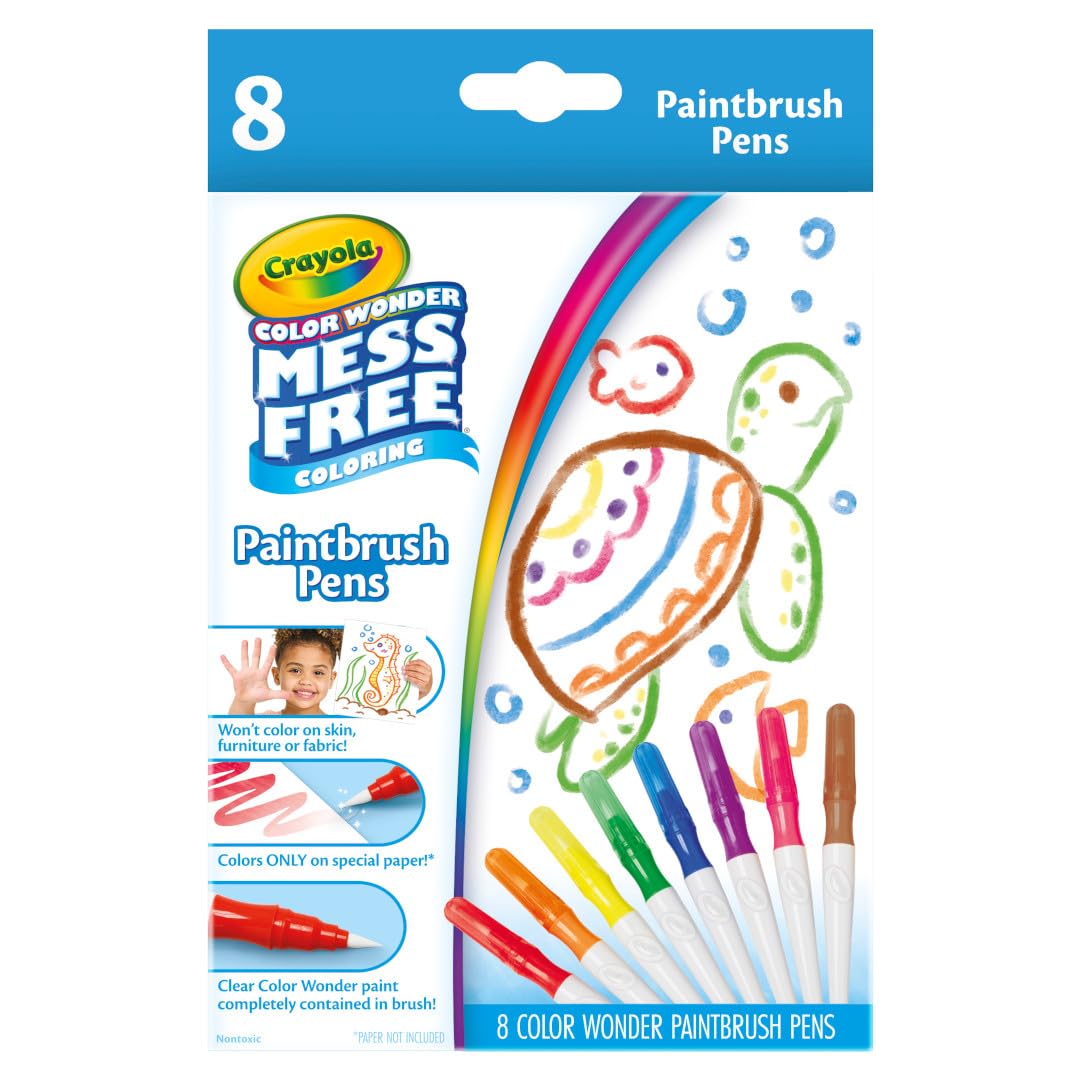 Crayola Color Wonder Paintbrush Pens – Mess-Free 8ct Refill for Color Wonder Paper (Ages 3+)