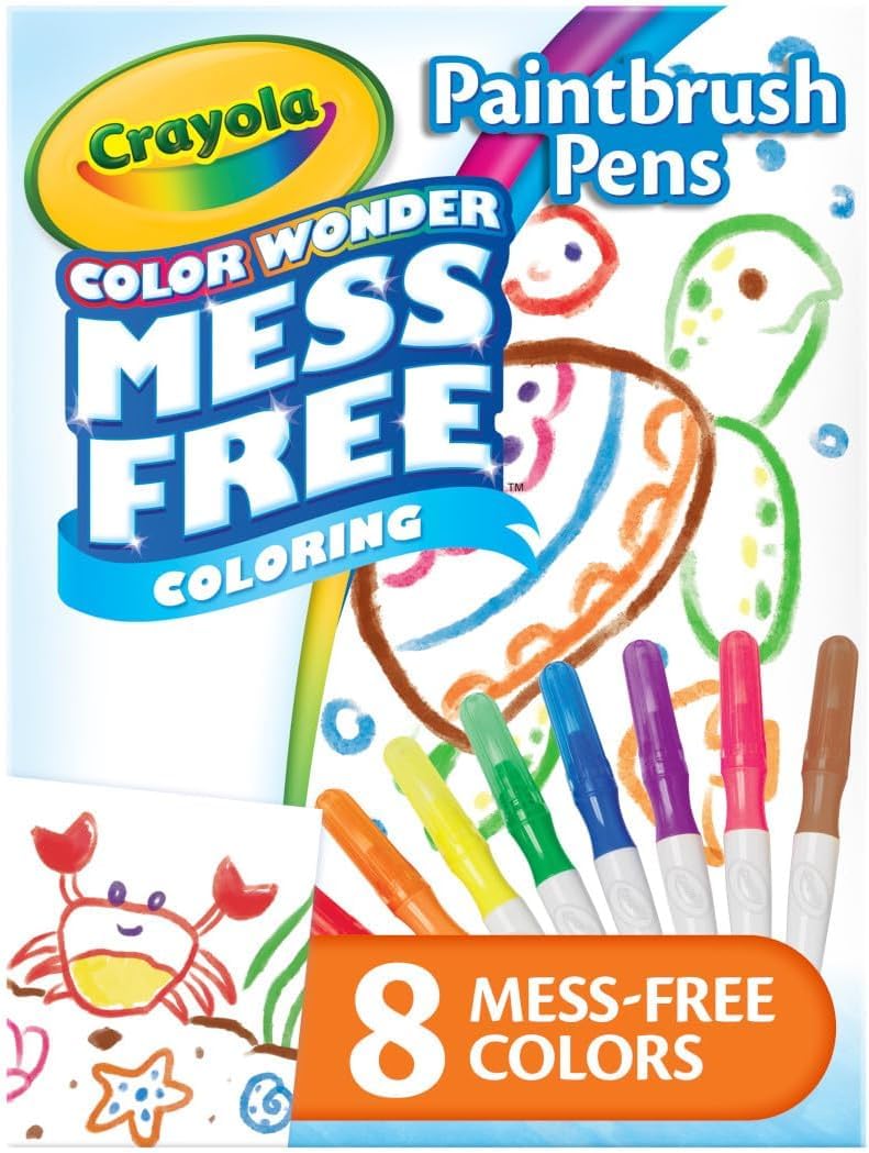 Crayola Color Wonder Paintbrush Pens – Mess-Free 8ct Refill for Color Wonder Paper (Ages 3+)