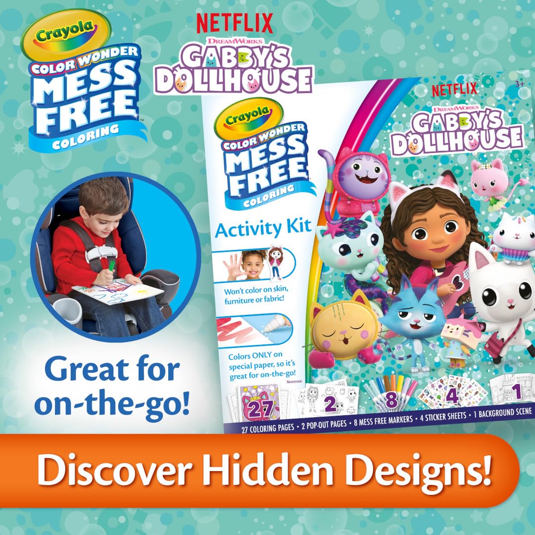 Crayola Color Wonder Gabby's Dollhouse Activity Kit – Mess-Free Coloring for Toddlers