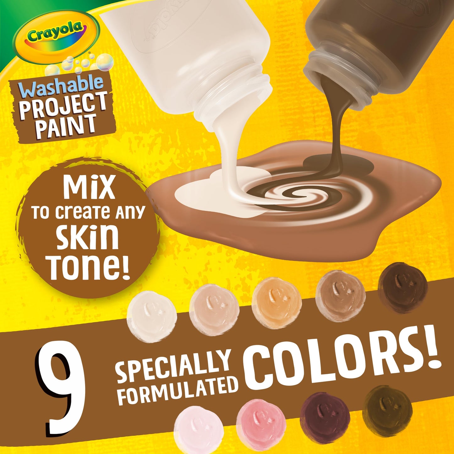 Crayola Colors Of The World Washable Paint - 8oz (9ct) for Diverse Skin Tones
