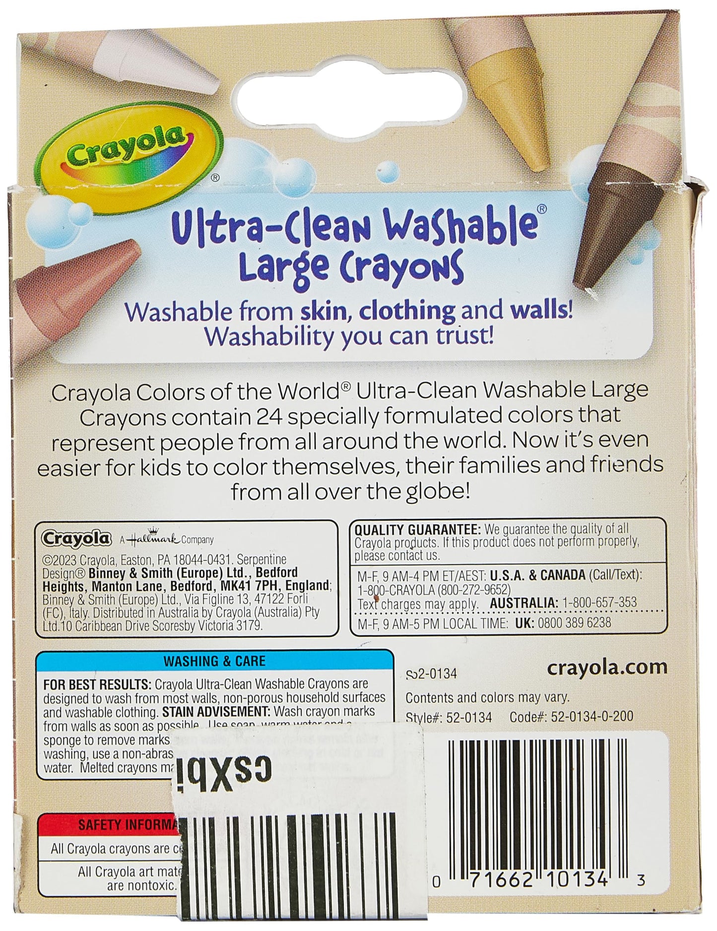 Crayola 24 Ct Large Ultra-Clean Washable Crayons – Colors of the World