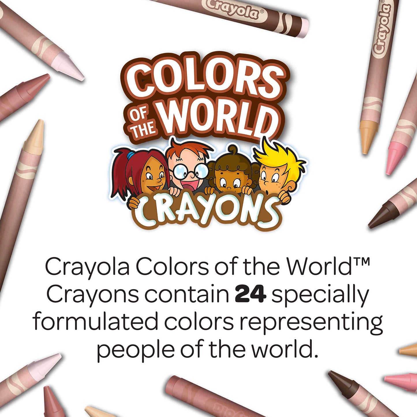 Crayola Colours of the World Wax Crayons – 24 Skin-Tone Colors for Kids (Ages 3+)