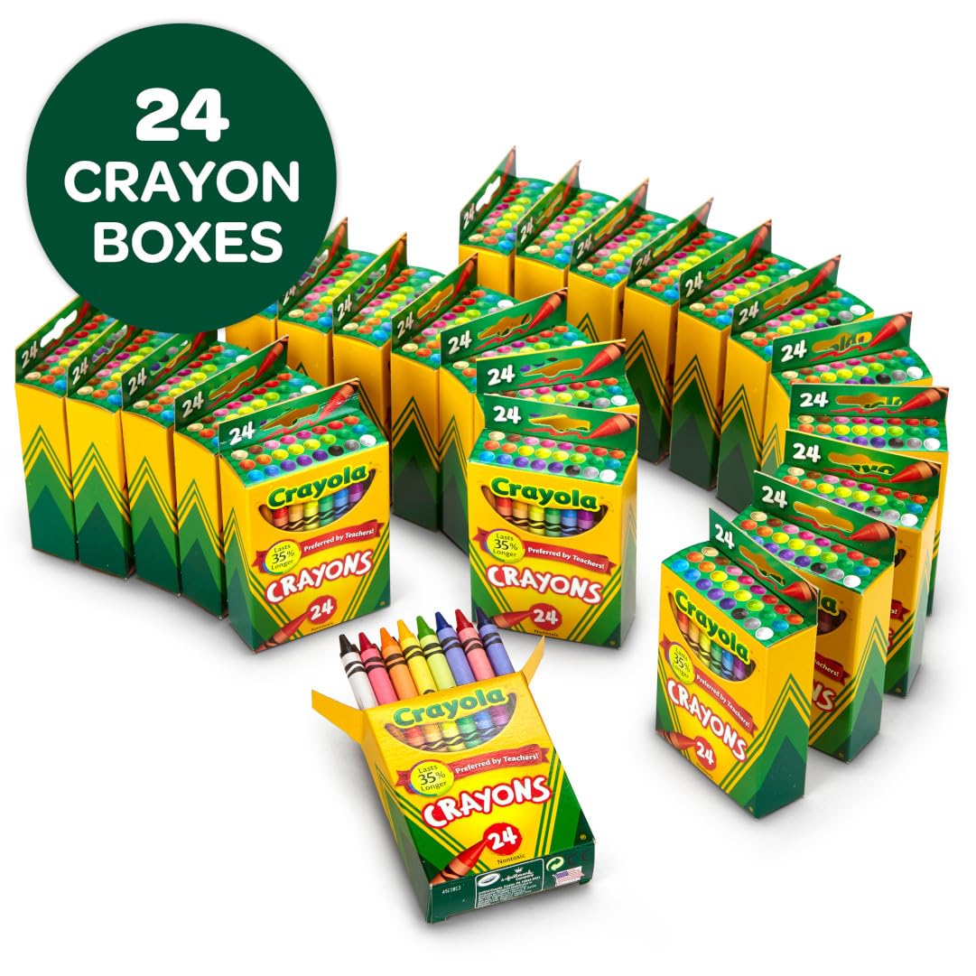 Crayola Crayons Bulk (24 Packs) – 24-Color Classroom Coloring Set