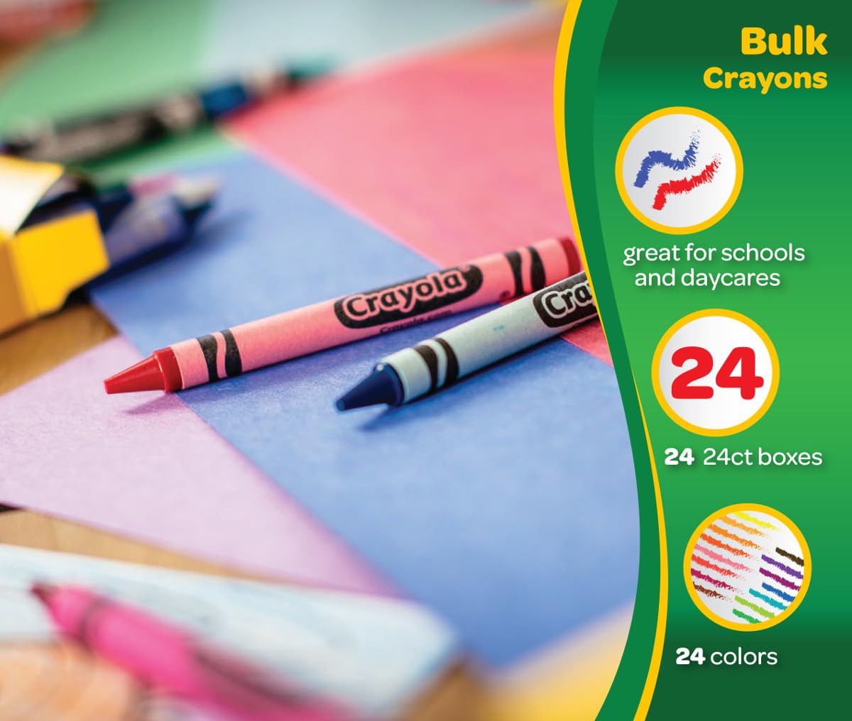 Crayola Crayons Bulk (24 Packs) – 24-Color Classroom Coloring Set
