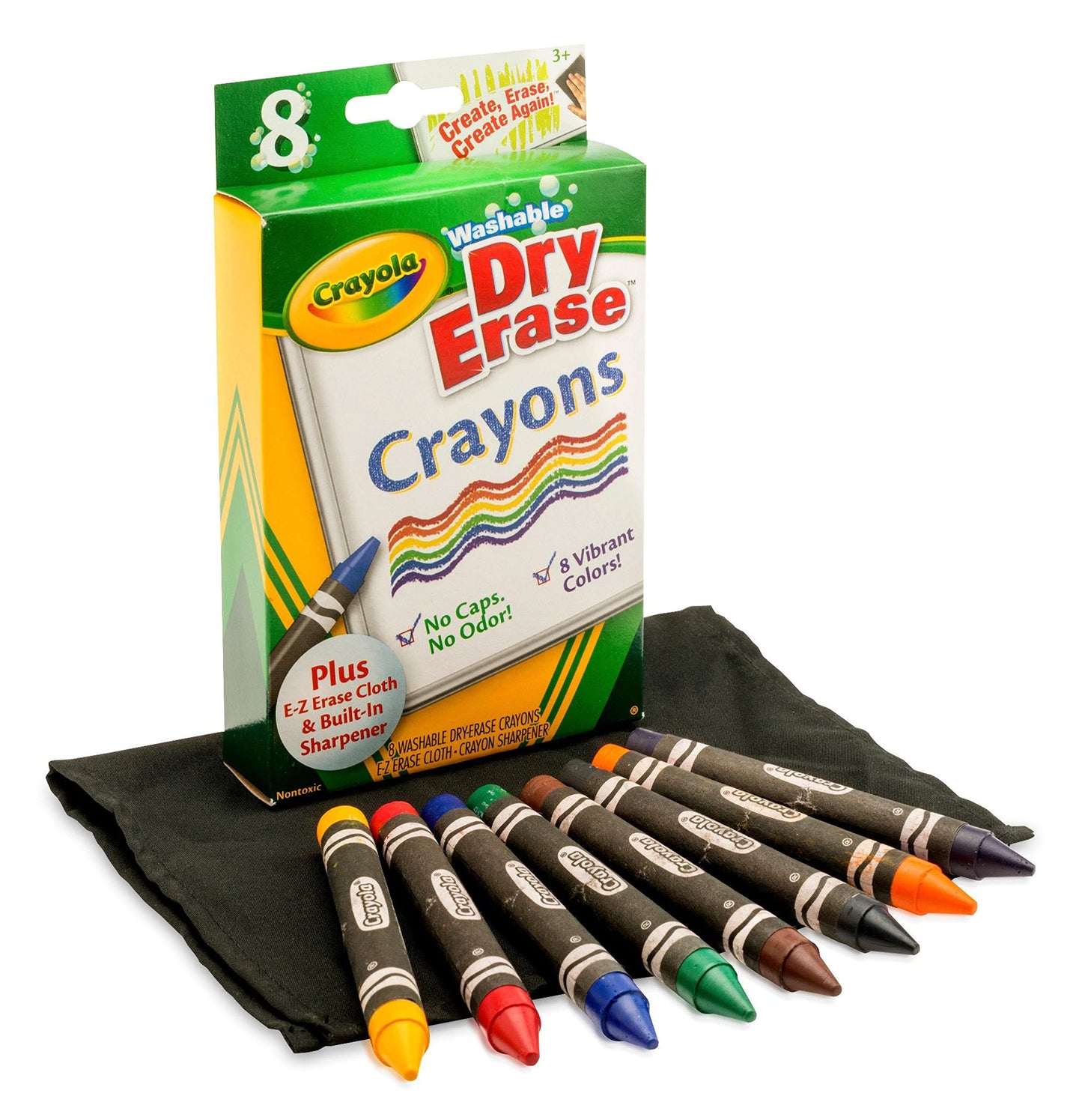 Crayola Washable Dry Erase Crayons (8ct) with Eraser Mitt & Sharpener