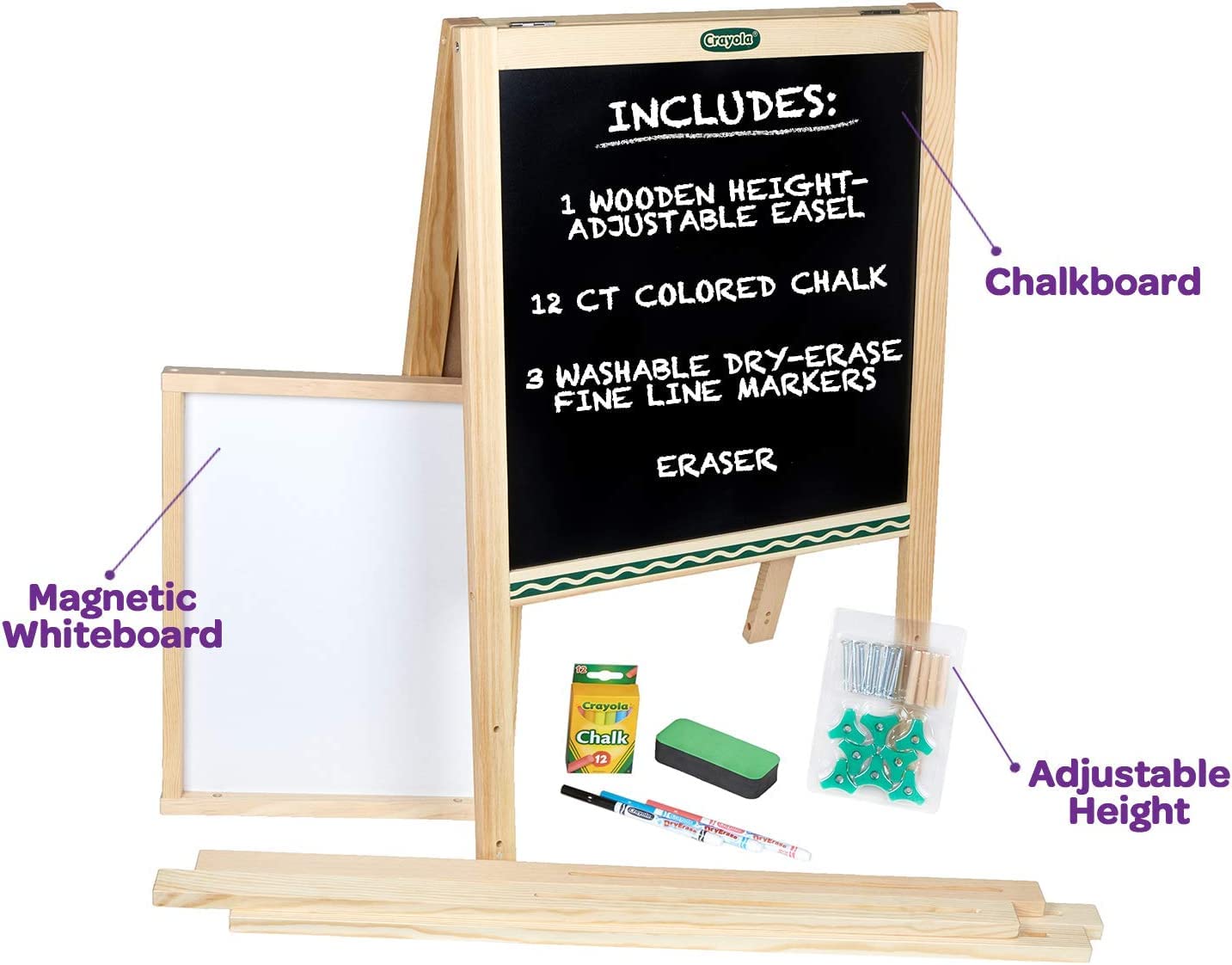 Crayola Kids Mini Wooden Art Easel & Supplies – Adjustable Toddler Art Set