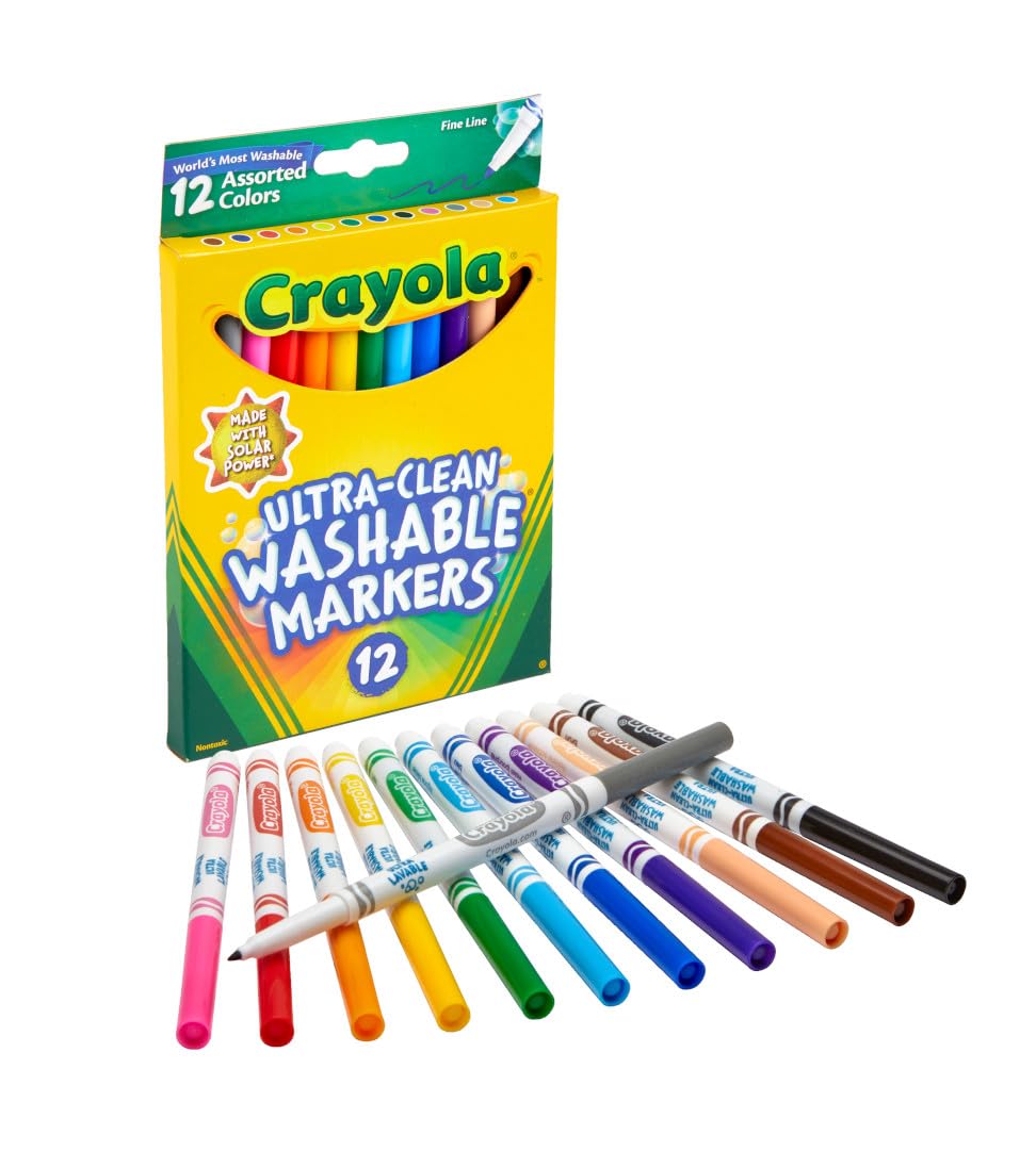 Crayola Ultra Clean Fine Line Markers (12ct) – Washable for Kids