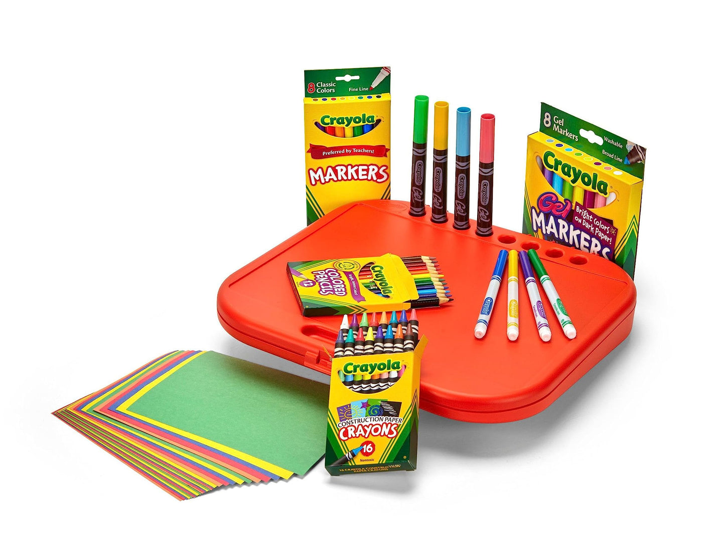 Crayola Create & Carry Travel Art Set for Kids (75pcs) – 2-in-1 Lap Desk & Carry Case