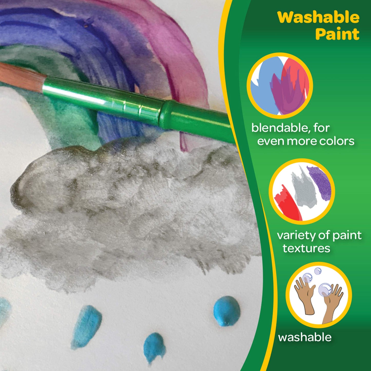 Crayola Kids Washable Paint Set – 42 Colors, 2 Brushes, Mixing Tray – Ages 3+