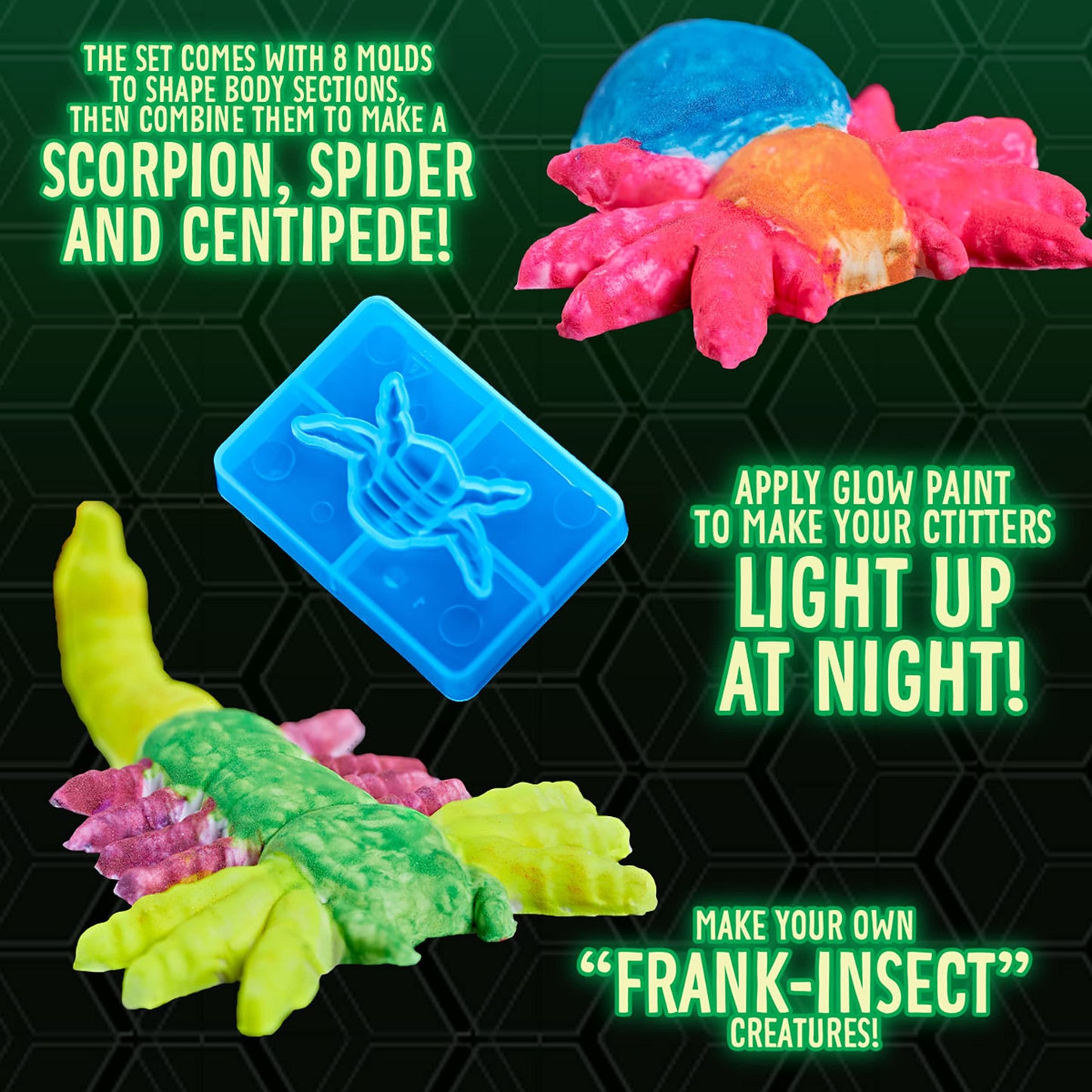Crayola Glow in the Dark Critter Creator Kit for Kids 7+ | Glow Bug Molds, Clay & Paint