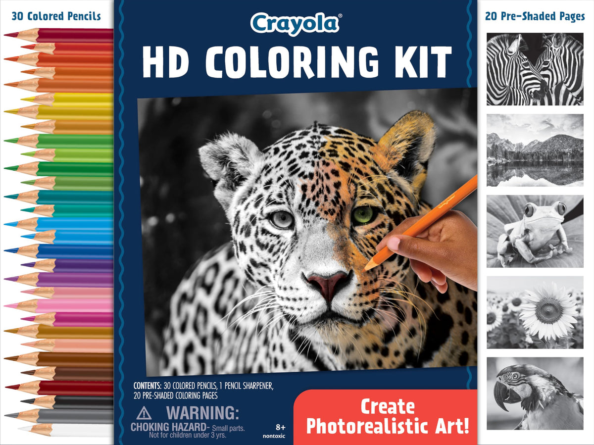 Crayola HD Coloring Kit – 30 Pencils & 20 Premium Pages for Adults & Teens