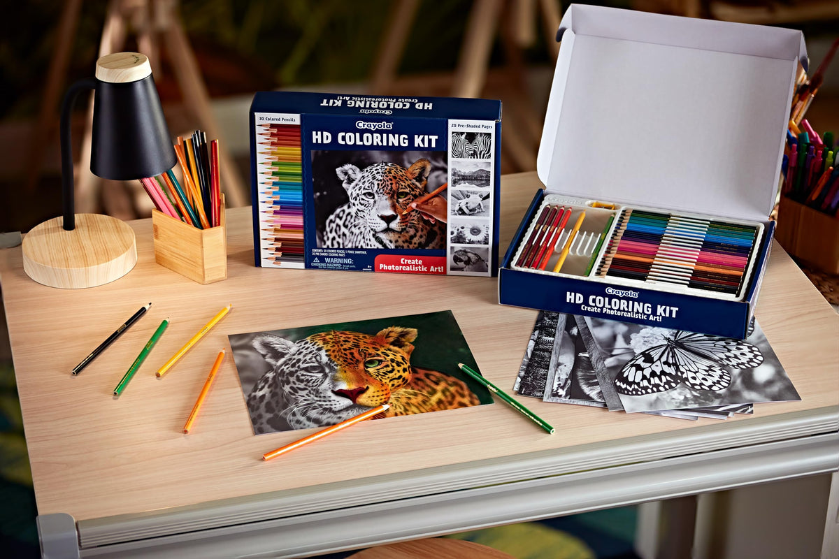 Crayola HD Coloring Kit – 30 Pencils & 20 Premium Pages for Adults & Teens