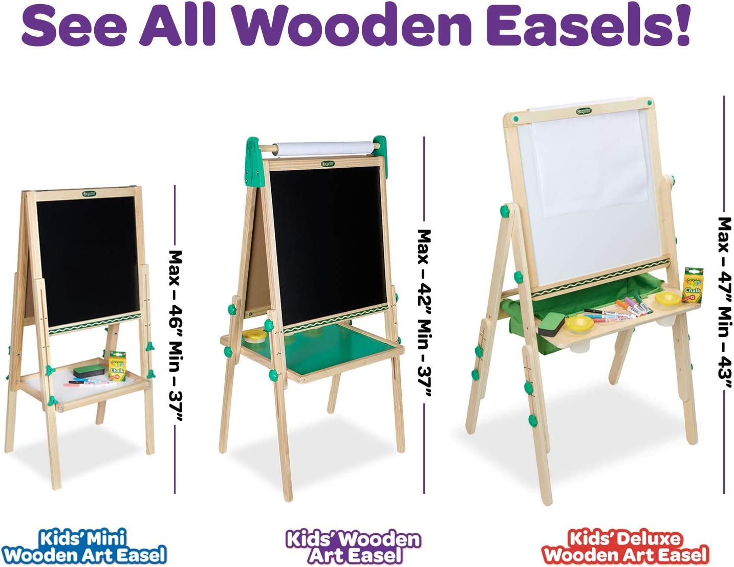 Crayola Kids Mini Wooden Art Easel & Supplies – Adjustable Toddler Art Set