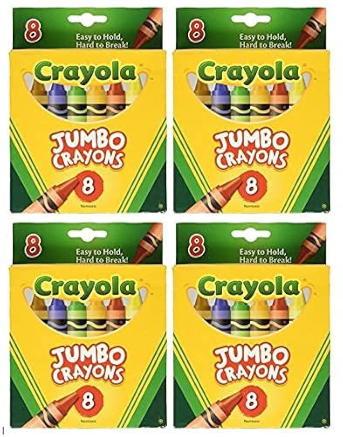 Crayola Jumbo Crayons 8ct Pack of 4 – 32 Bright, Easy-Grip Colors for Kids