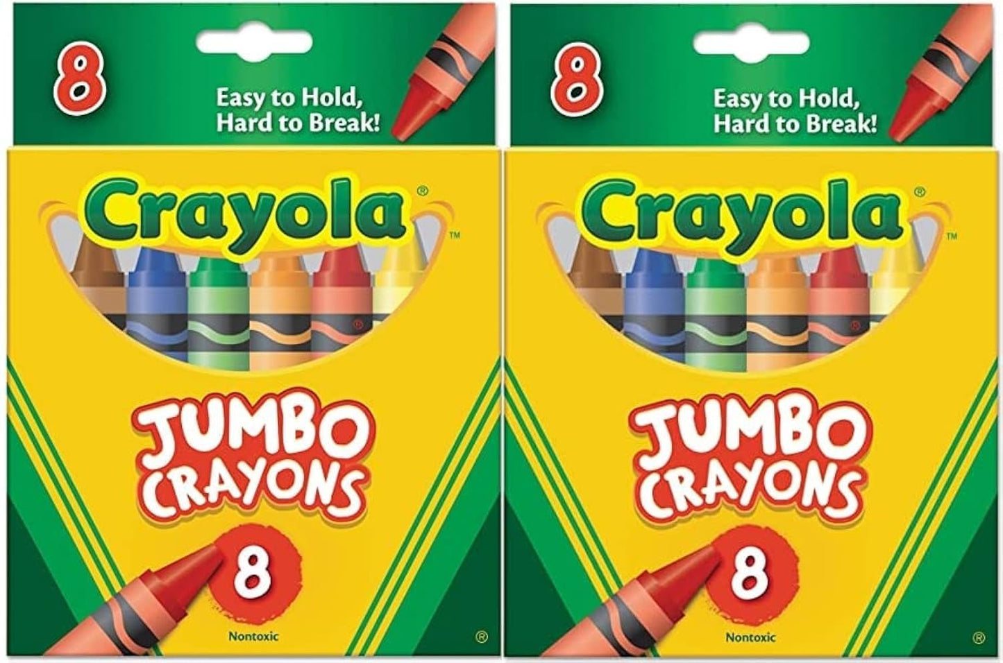 Crayola 52-0389 Jumbo Crayons, Pack of 2 – Large-Grip 8-Color Set