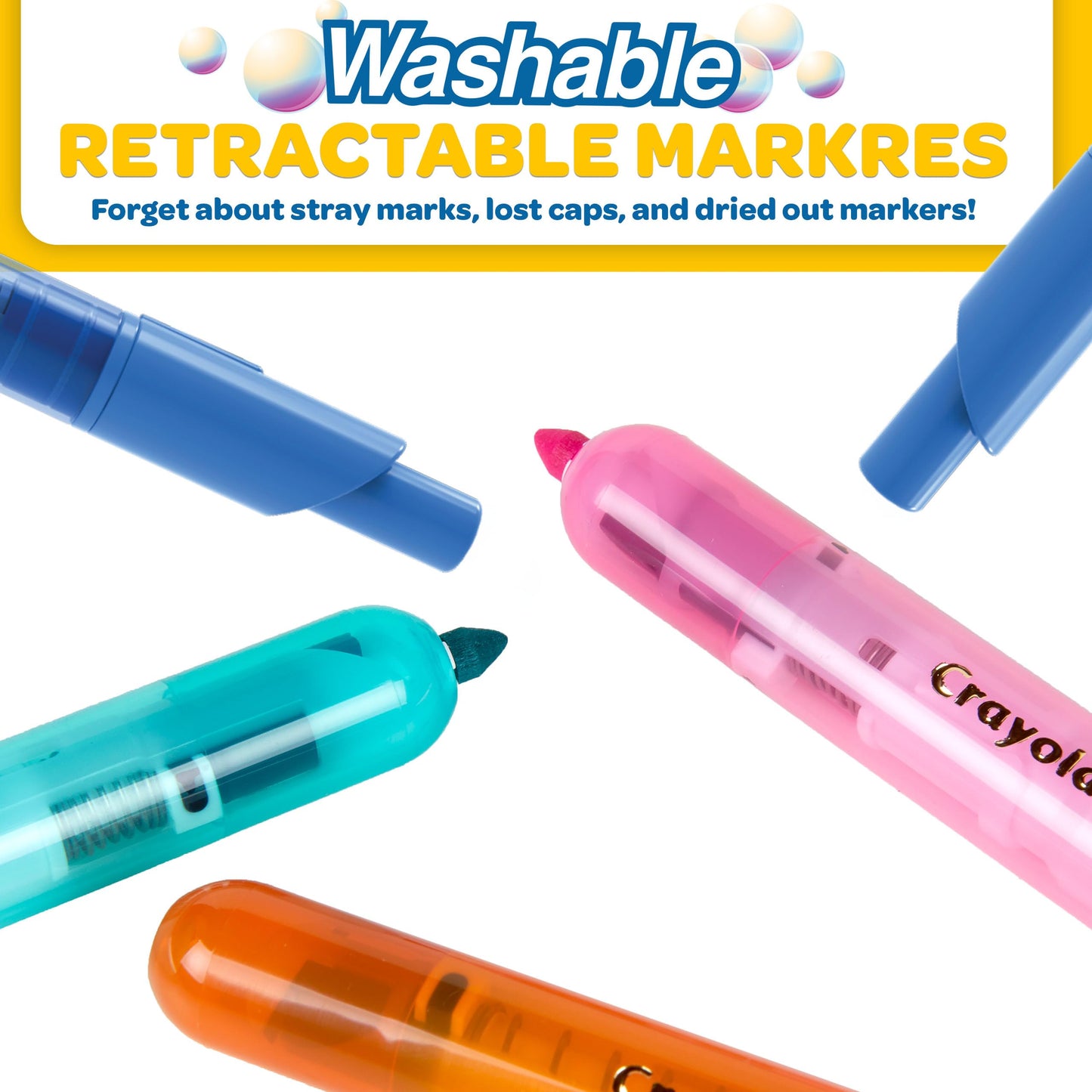 Crayola Clicks 10ct Retractable Washable Markers – Kid-Friendly Gift for Arts & Crafts
