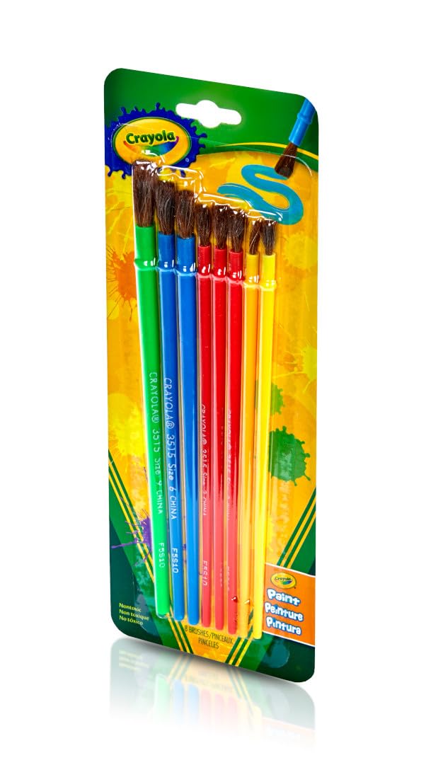Crayola Kids Paint Brush Set (8ct) – Assorted Sizes for Kids’ Art