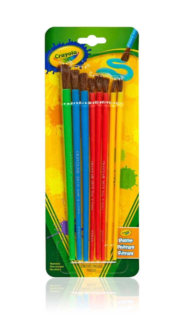 Crayola Kids Paint Brush Set (8ct) – Assorted Sizes for Kids’ Art