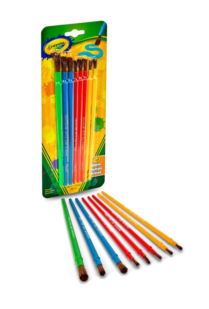 Crayola Kids Paint Brush Set (8ct) – Assorted Sizes for Kids’ Art