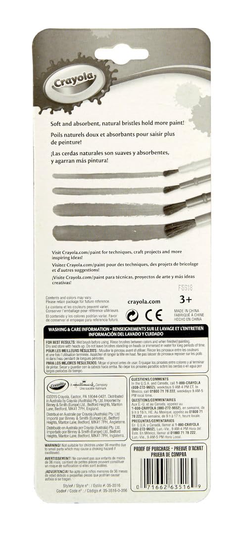 Crayola Kids Paint Brush Set (8ct) – Assorted Sizes for Kids’ Art