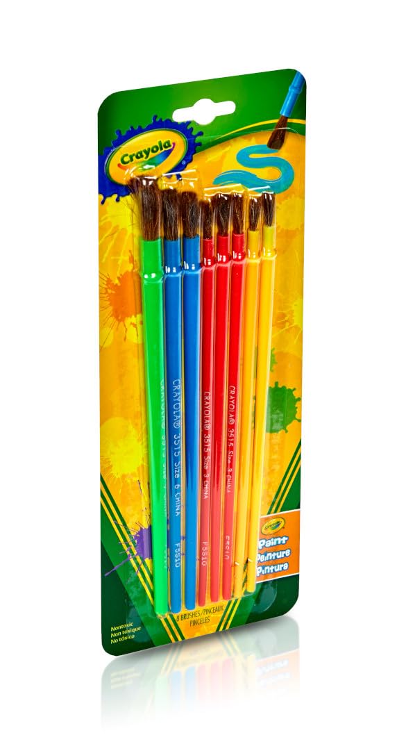 Crayola Kids Paint Brush Set (8ct) – Assorted Sizes for Kids’ Art