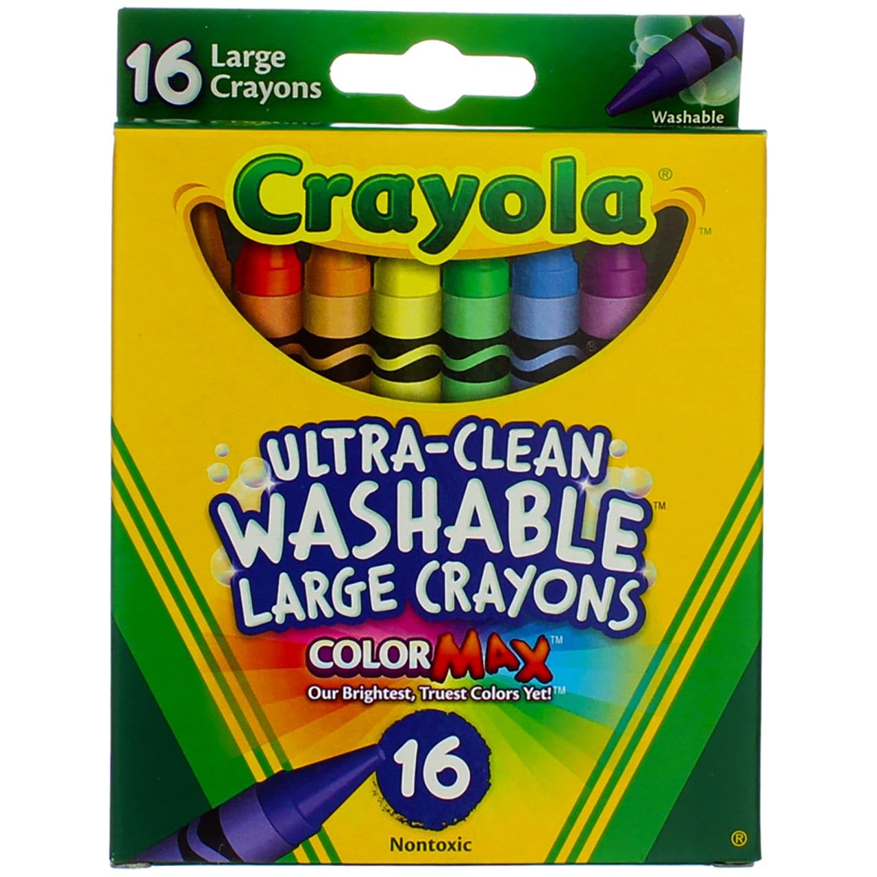 Crayola Large Washable Crayons 16 Pack - 2 Packs | Bright Colors & Easy Cleanup