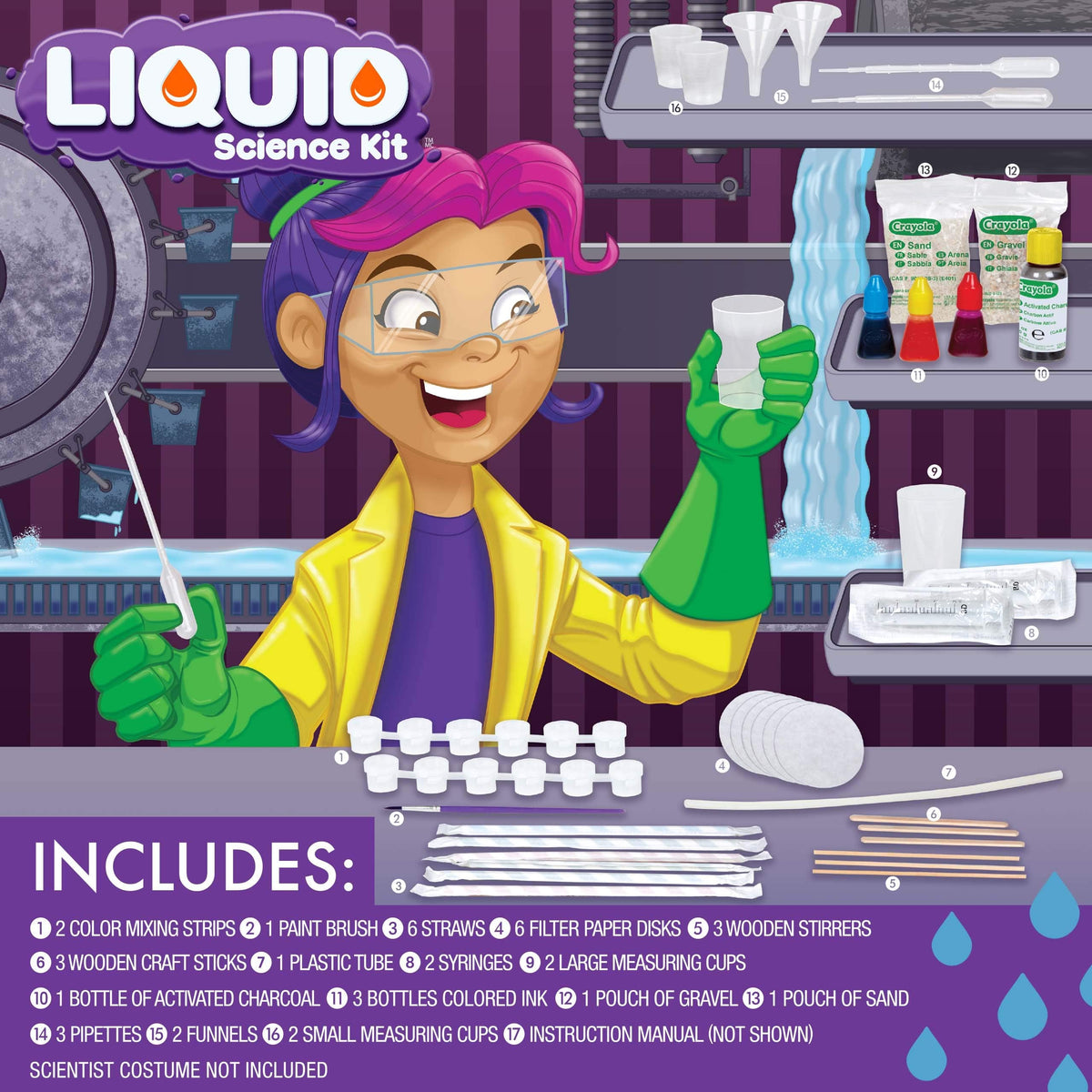 Crayola Liquid Science Kit for Kids | 15 Water Experiments | STEM Toy for Ages 8+