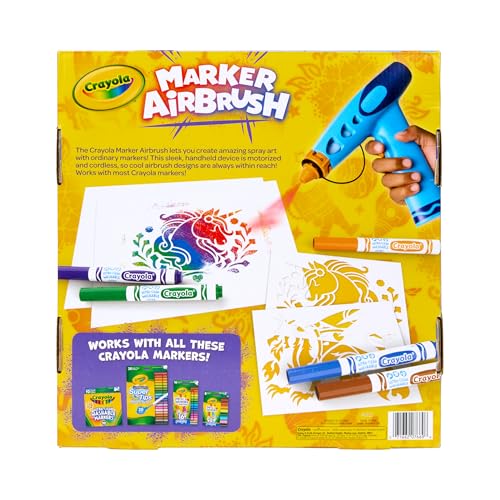 Crayola Marker Airbrush Art Kit – Kids' Spray Art Set with 8 Washable Markers & 5 Stencils