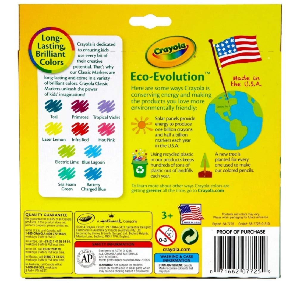 Crayola Broad Line Markers 10ct – Bright & Bold, Pack of 2