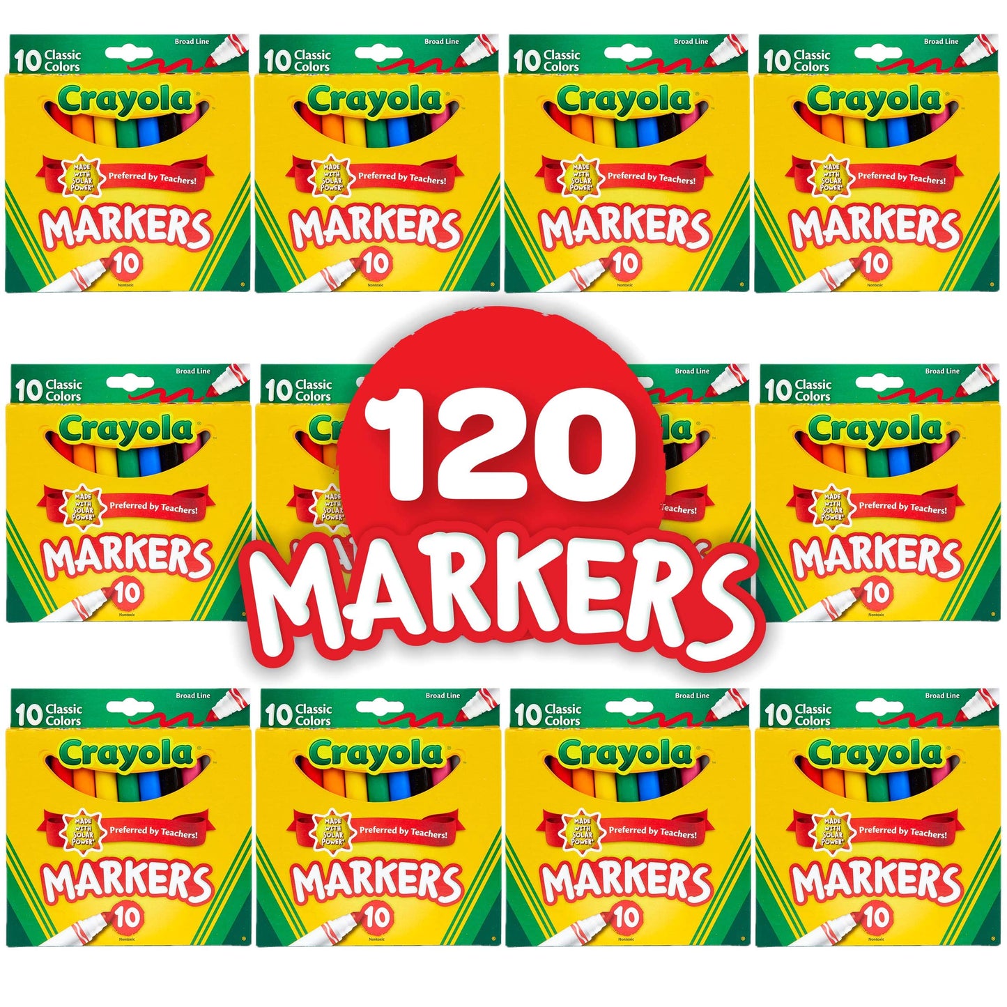 Crayola Broad Line Markers (12pk) – Vibrant Bulk Markers for Classroom & Home