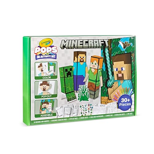 Crayola Minecraft POPs 3D Art Kit – Color, Build & Display 3D Minecraft Characters