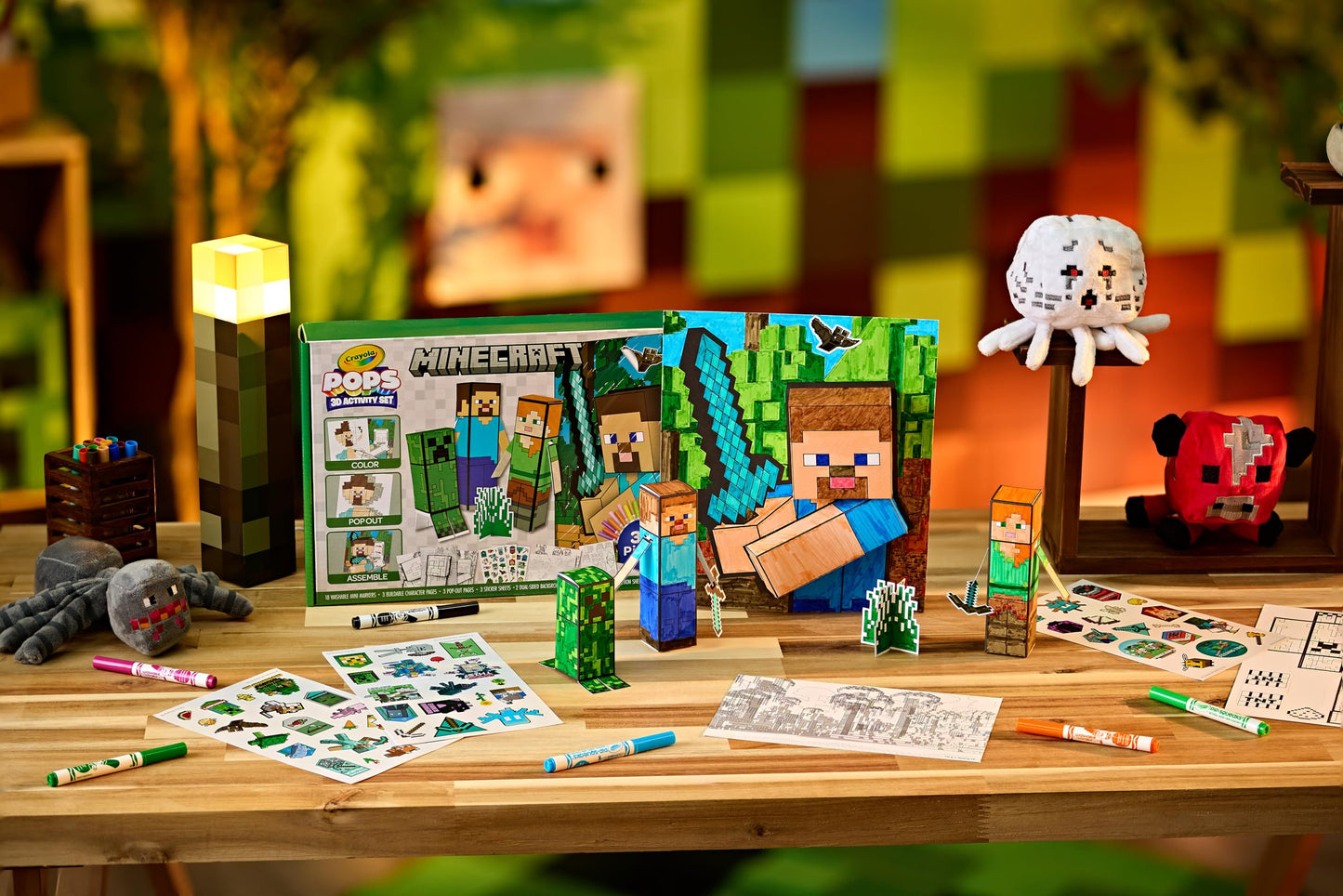 Crayola Minecraft POPs 3D Art Kit – Color, Build & Display 3D Minecraft Characters
