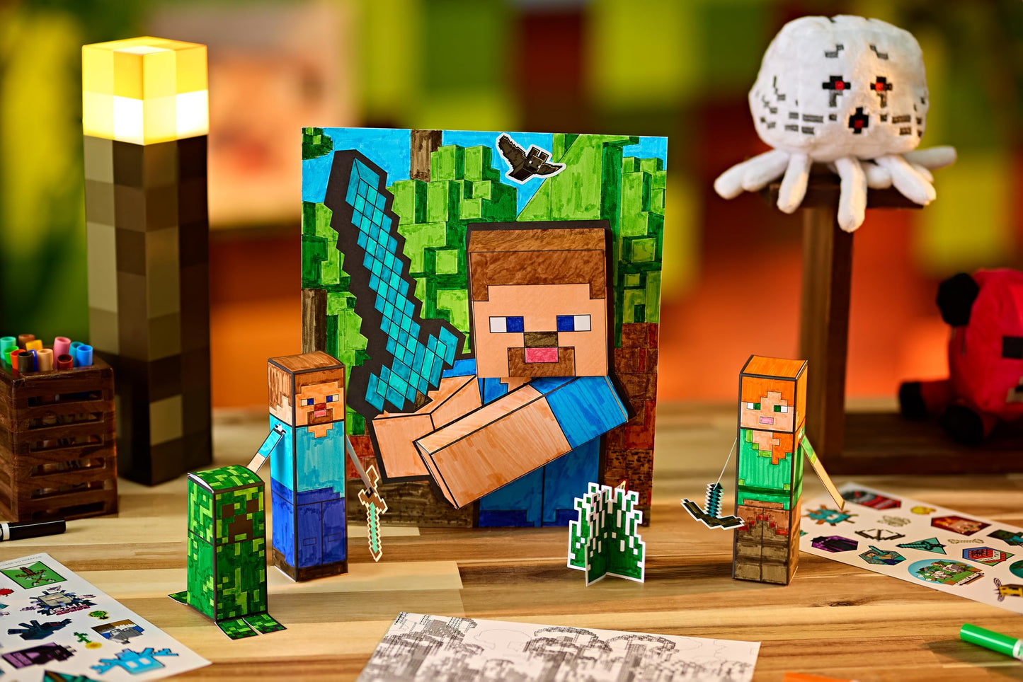 Crayola Minecraft POPs 3D Art Kit – Color, Build & Display 3D Minecraft Characters