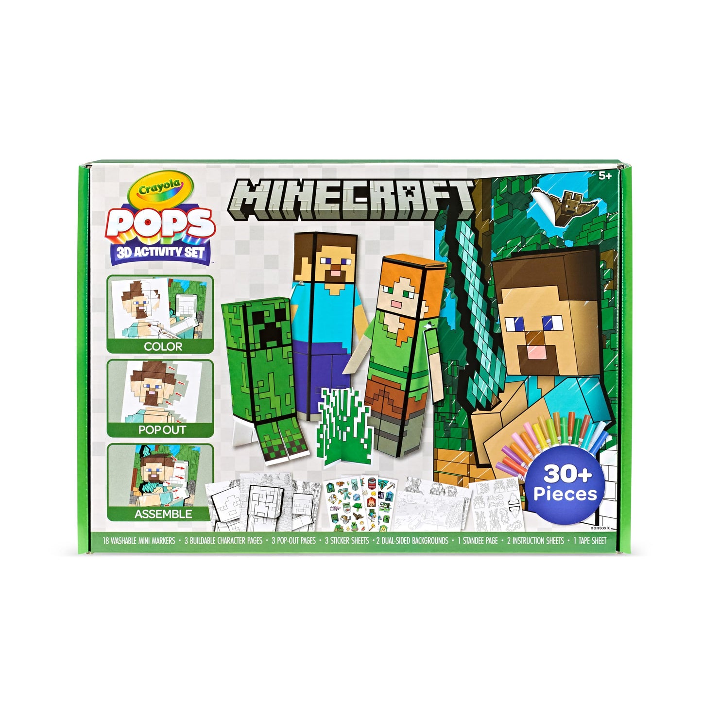 Crayola Minecraft POPs 3D Art Kit – Color, Build & Display 3D Minecraft Characters