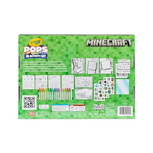 Crayola Minecraft POPs 3D Art Kit – Color, Build & Display 3D Minecraft Characters