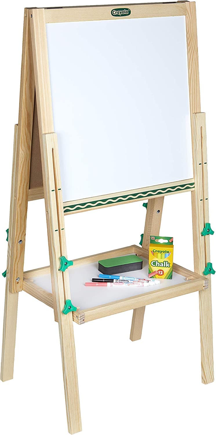 Crayola Kids Mini Wooden Art Easel & Supplies – Adjustable Toddler Art Set