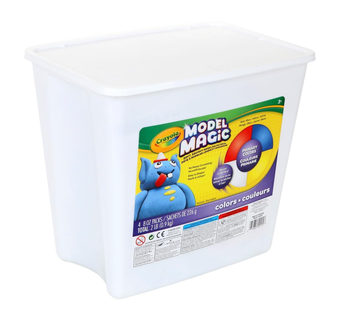 Crayola Model Magic 2lb Bucket – Air-Dry Modeling Clay for Kids (Primary Colors)