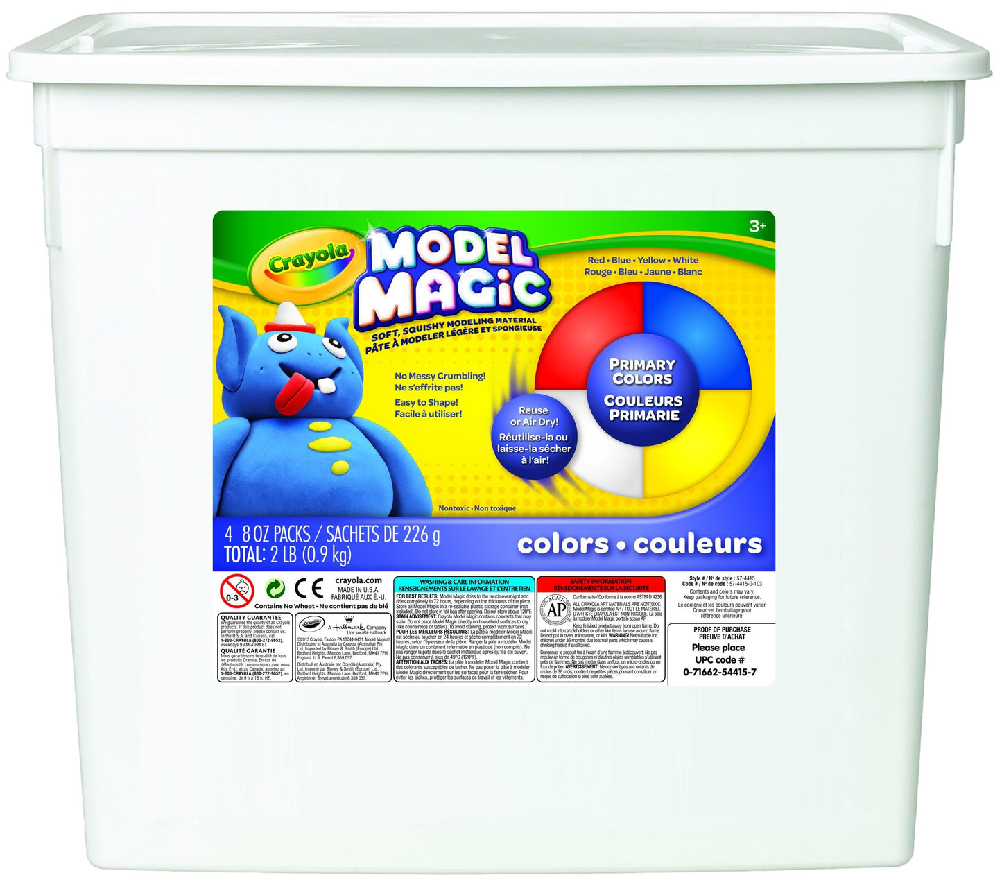 Crayola Model Magic 2lb Bucket – Air-Dry Modeling Clay for Kids (Primary Colors)