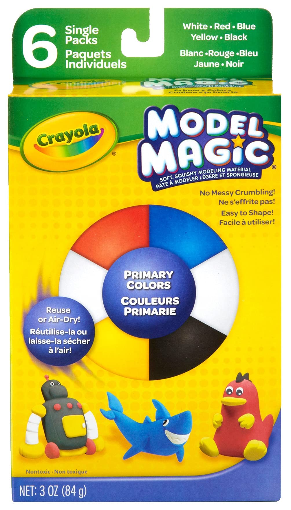 Crayola Model Magic – 0.5 oz Primary Colors (6 Pack) – Air-Dry Modeling Clay