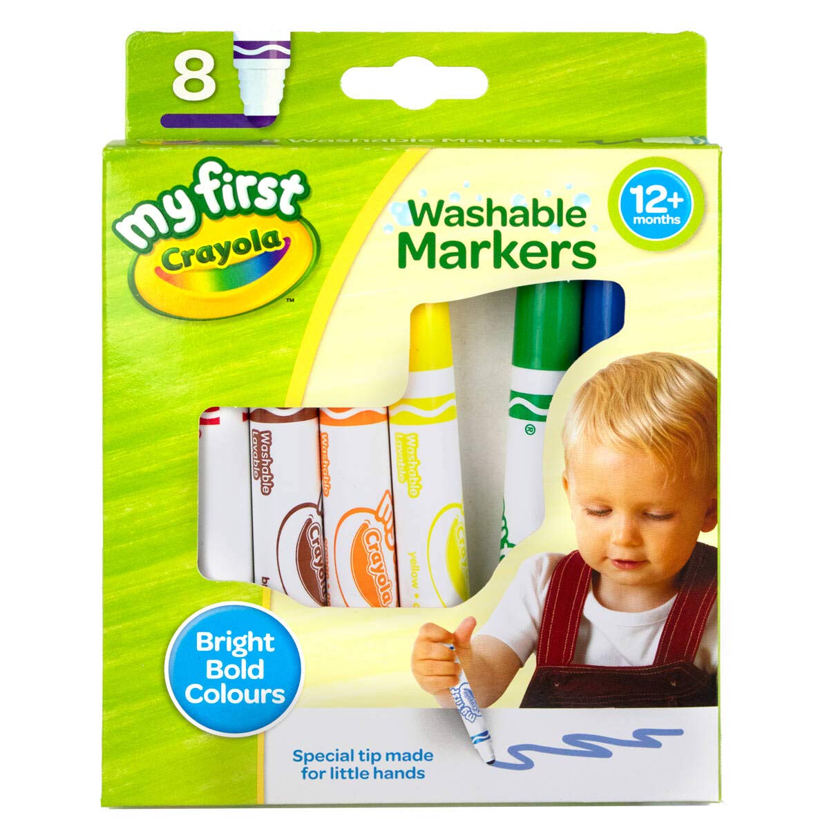CRAYOLA MyFirst Washable Markers - 8 Pack, Assorted Colours | Easy-Grip for Toddlers 12+ Months