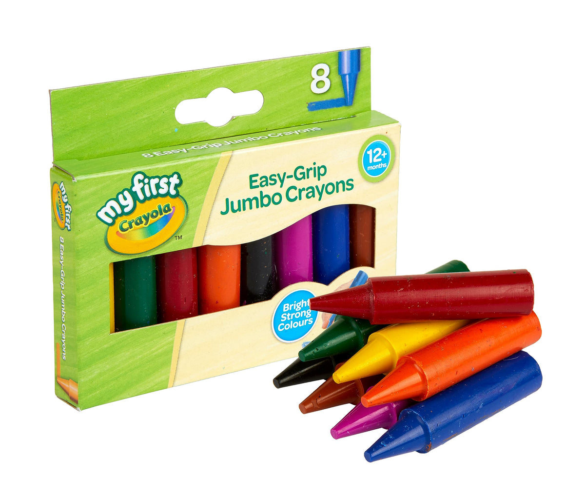 CRAYOLA MyFirst Jumbo Crayons – 8 Assorted Colours | Easy-Grip Toddler Crayons for 12+ Months
