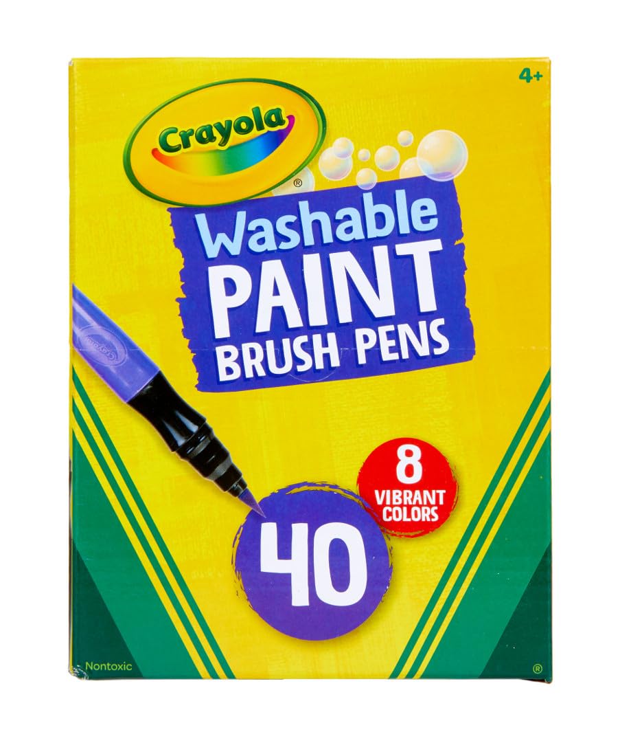 Crayola No-Drip Paint Brush Pens – 40-Count Assorted Colors Set