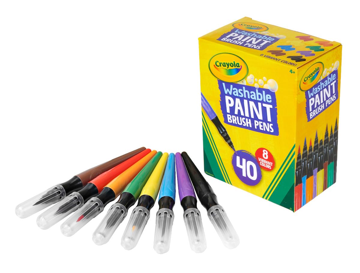 Crayola No-Drip Paint Brush Pens – 40-Count Assorted Colors Set