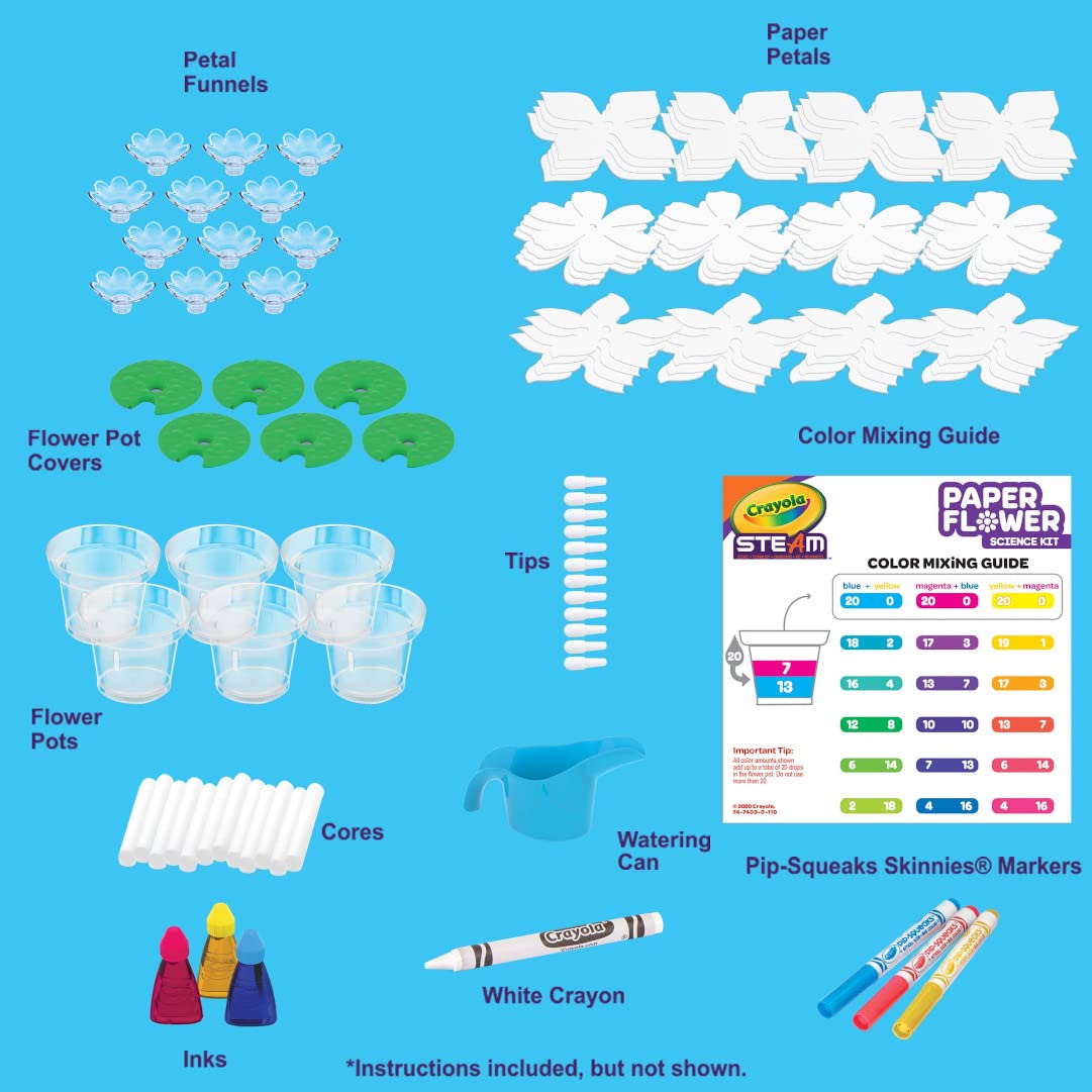 Crayola Paper Flower Science Kit: Color-Changing Flowers for Kids (Ages 7+)
