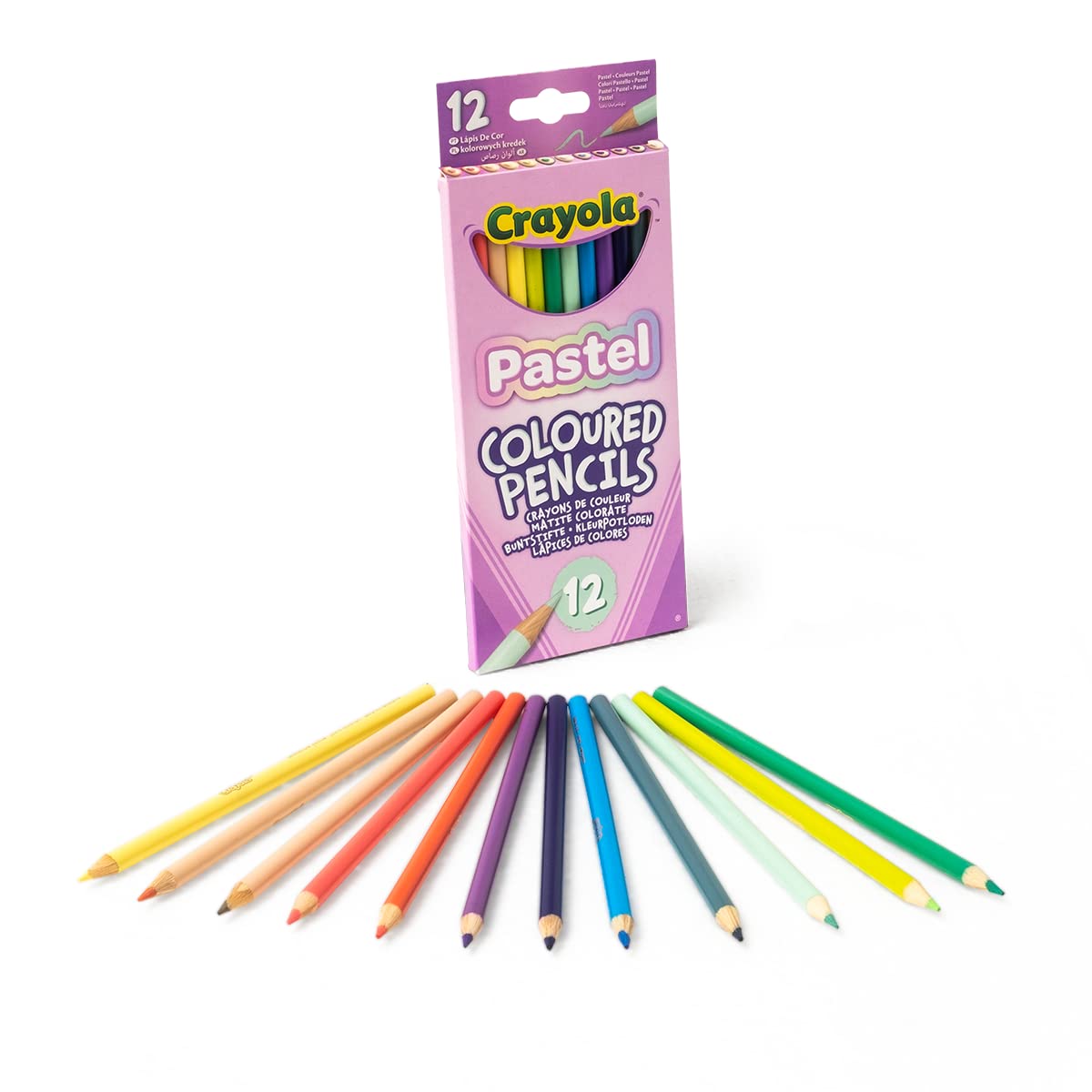 CRAYOLA Pastel Coloured Drawing Pencils – 12 Pack, Pre-Sharpened, Eco-Friendly