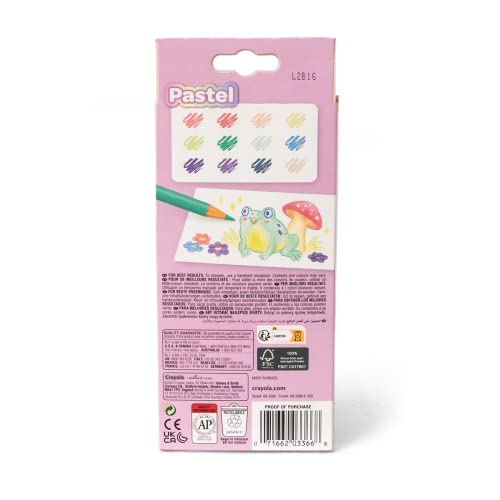 CRAYOLA Pastel Coloured Drawing Pencils – 12 Pack, Pre-Sharpened, Eco-Friendly