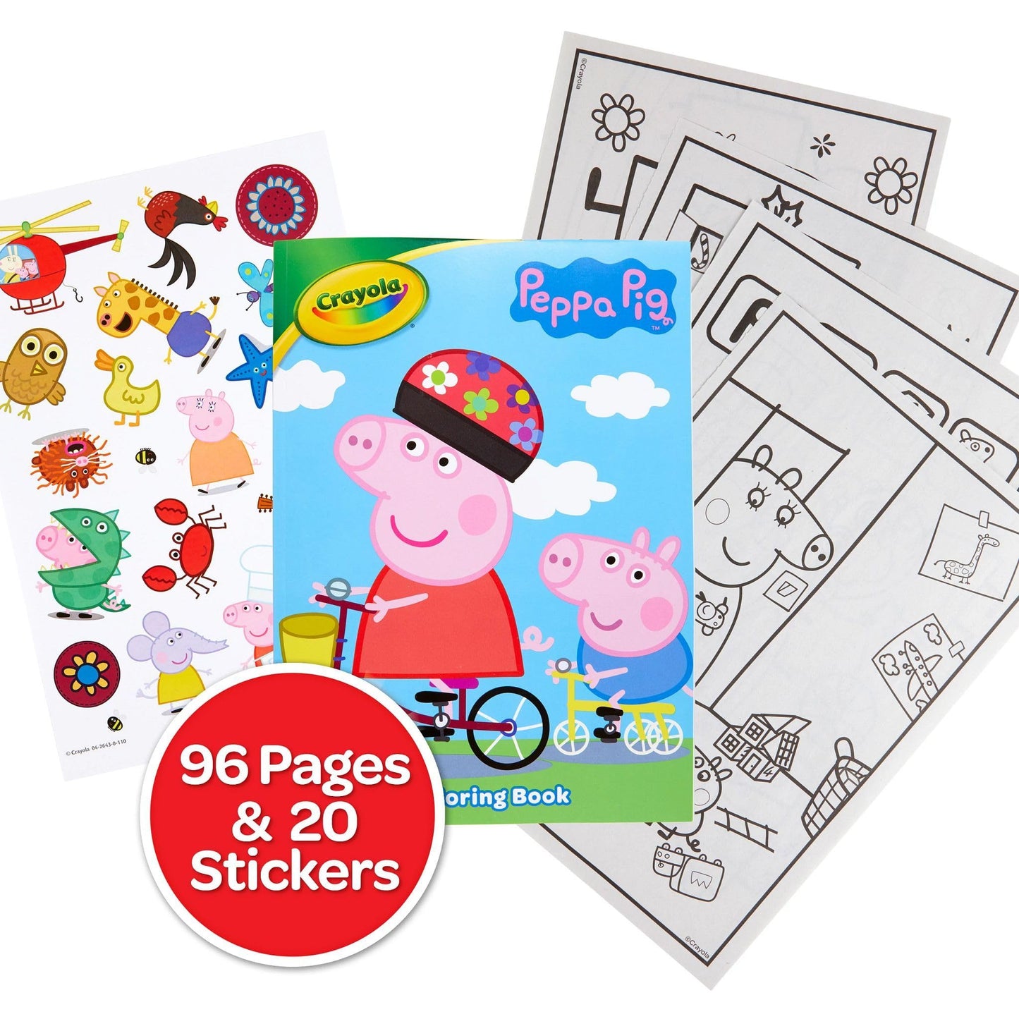 Crayola Peppa Pig Coloring Book with Stickers – 96 Pages for Kids Ages 3-6