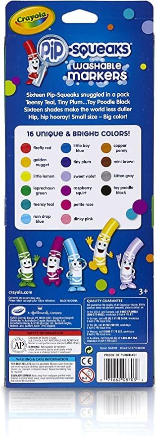 Crayola Pip-Squeaks Washable Markers 16 Count – Pack of 3 | Kid-Safe Colors