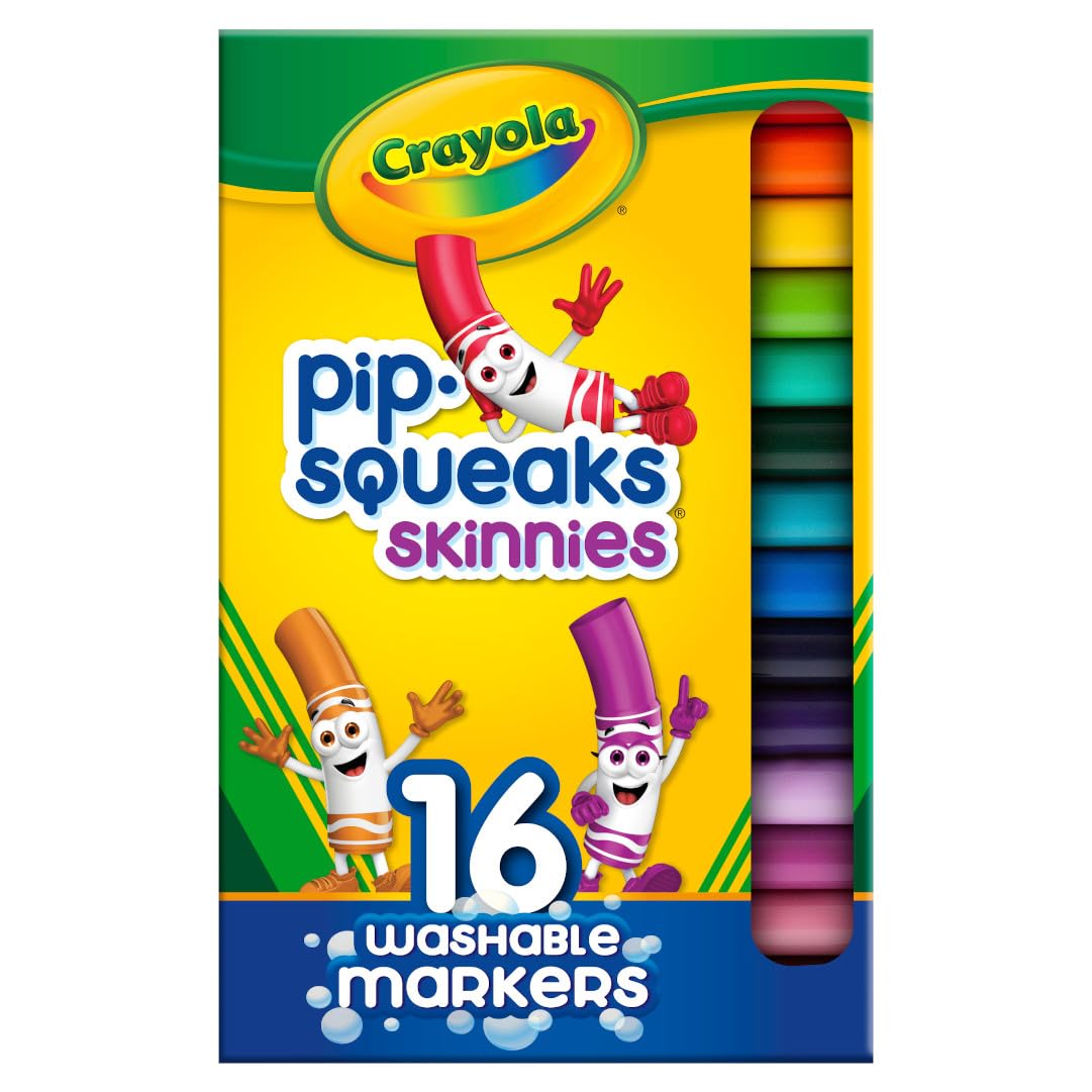 Crayola Pip Squeaks Skinnies Markers (16ct) – Washable Mini Markers for Toddlers and Spring Crafts