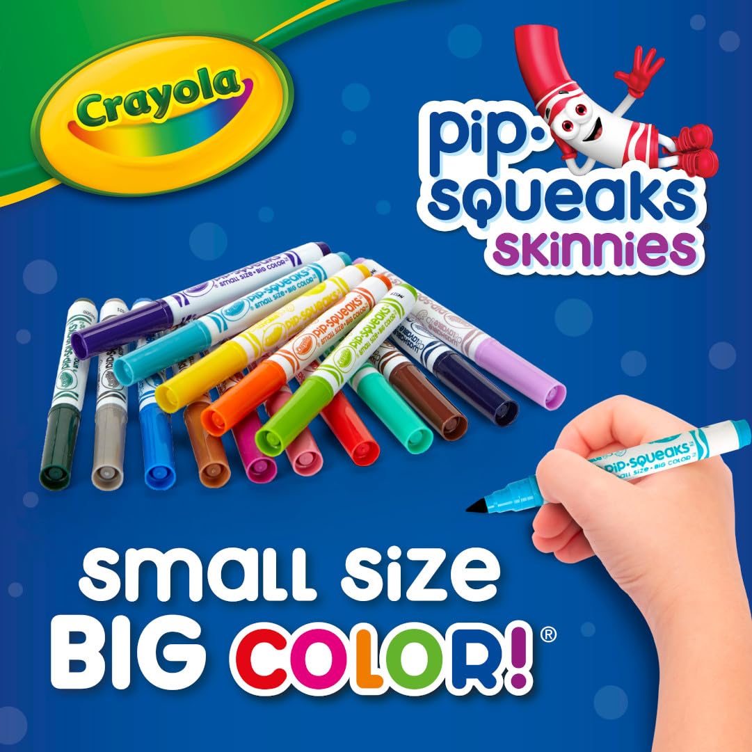 Crayola Pip Squeaks Skinnies Markers (16ct) – Washable Mini Markers for Toddlers and Spring Crafts